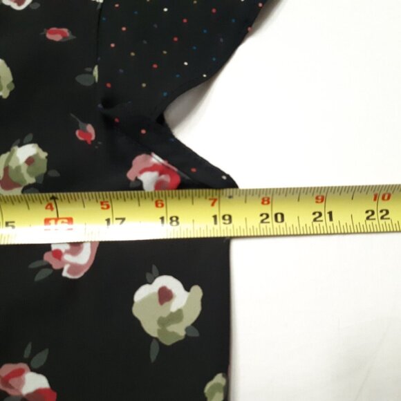 Chapter One Top Womens Large Black Floral Short Sleeve Lined 38 in Chest - Picture 3 of 13